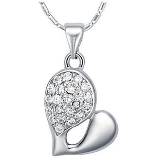 Vintage Heart Shape Slivery Alloy Necklace With Rhinestone(1 Pc)