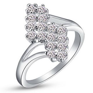 Fashionable Sliver With Cubic Zirconia Irregular Womens Ring(1 Pc)