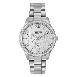 Citizen Quartz Citizen Womens Silver Tone Crystal Accent Chronograph Watch