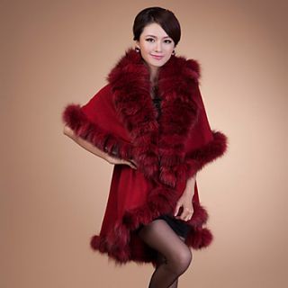 Half Sleeve Shawl Fox Fur And Wool Party/Casual Coat(More Colors)