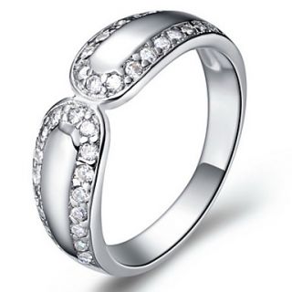 Fashionable Sliver Clear With Cubic Zirconia Round Womens Ring(1 Pc)