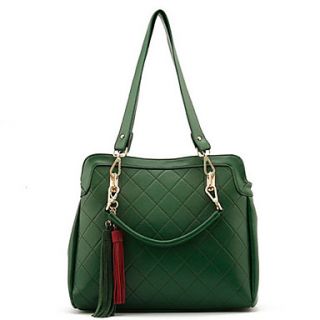 POLO Womens Fashion Quilted Tassel Pu Tote(Green)