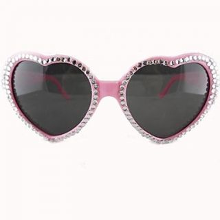 Girls Pink Heart Shape Frame Full Crystals Sunglasses