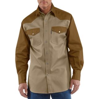 Carhartt Ironwood Snap Front Twill Work Shirt   Khaki/Brown, XL Tall, Model#