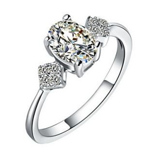 Stylish Sliver Clear With Cubic Zirconia Round Womens Ring(1 Pc)