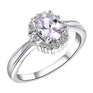 Fashionable Sliver Lavender With Cubic Zirconia Round Womens Ring(1 Pc)