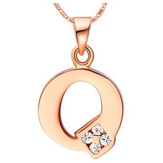VintageQ Logo Alloy Womens Necklace With Rhinestone(1 Pc)(Gold,Silvery)