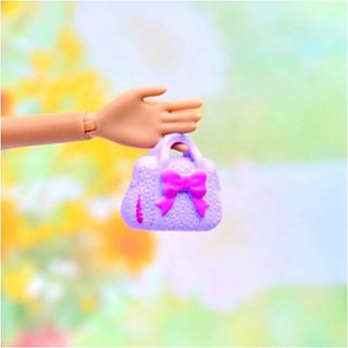 Barbie Doll White PVC Handbag with Purple Bow