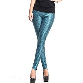 Elonbo The Blue Fish Scales Style Digital Painting Tight Women Leggings