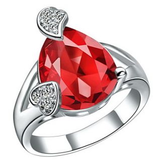 Classical Sliver With Cubic Zirconia Tear Womens Ring(Red,Purple)(1 Pc)