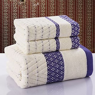 Siweidi Fashion Cotton Rhombus Pattern Towel Set(Navy Blue)
