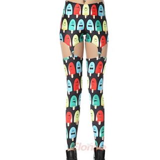 Elonbo Color of Popsicles Style Digital Painting Tight Women Clip Leggings