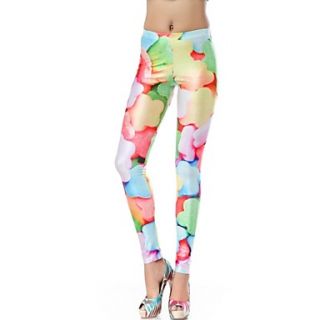 Elonbo Flower Shaped Candy Style Digital Painting Tight Women Leggings