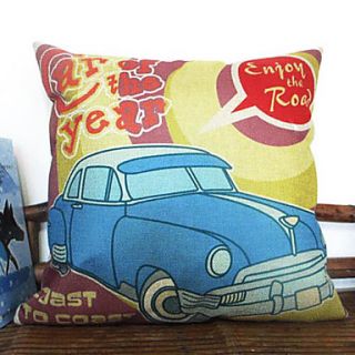 Car Poster Pattern Decorative Pillow Cover