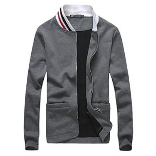 Mens Personality Cardigan Pure Color Outerwear