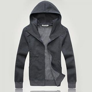 Mens Personality Hooded Pure Color Outerwear