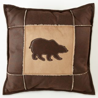 Scene Weaver Bear Faux Leather/Suede Pillow, Tan