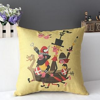 Cute Cartoon Carribean Pirates Ship Decorative Pillow Cover