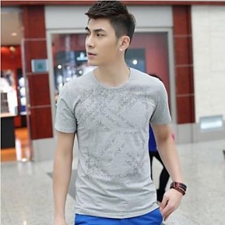 Mens Round Neck Casual Short Sleeve Letter Printing T shirts(Acc Not Included)