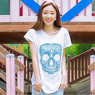 [Pashong] Womens Round Collar Batwing Sleeve T Shirt with Skull Print (More Colors)