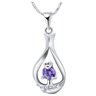Fashion Water Drop Shape Alloy Womens Necklace With Rhinestone(1 Pc)(Purple,White)