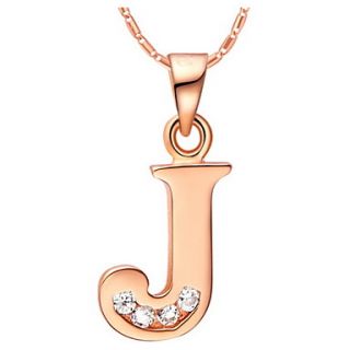 Fashion J Logo Alloy Womens Necklace With Rhinestone(1 Pc)(Gold,Silvery)