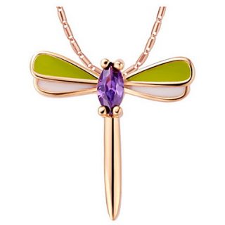 Fashion Dragonfly Shape Golden Alloy Womens Necklace With Rhinestone(1 Pc)