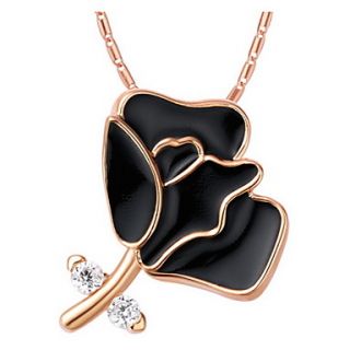 VintageFlower Shape Black Alloy Womens Necklace(1 Pc)(Gold,Silver)