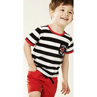 Boys Stripes Print Casual Short Sleeve Clothing Sets