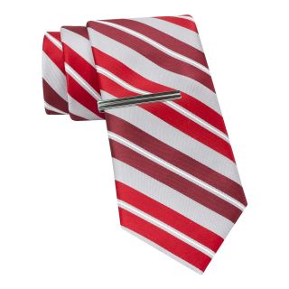 JF J.Ferrar JF J. Ferrar Boom Stripe Tie, Red, Mens