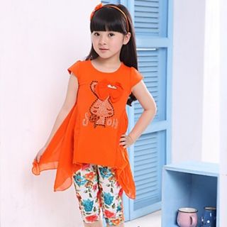 Girls Rabbit Bow Shirt And Floral Print Legging Clothing Sets