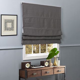 Contemporary Grey Solid Polyester Blackout Roman Shade