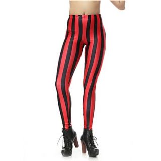 Elonbo Red and Black Stripe Style Digital Painting Tight Women Leggings