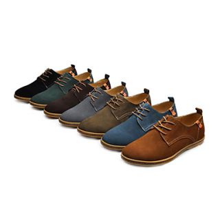 Leather Mens Flat Heel Comfort Oxfords Shoes With Lace Up (More Colors)