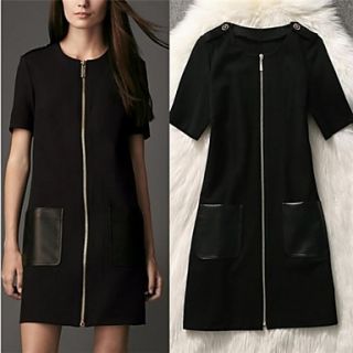 Women Short Sleeve Cotton Casual Dress Black