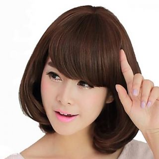 Capless Medium Curly Hair Stylish Synthetic Side Bang Wigs 3 Colors Available