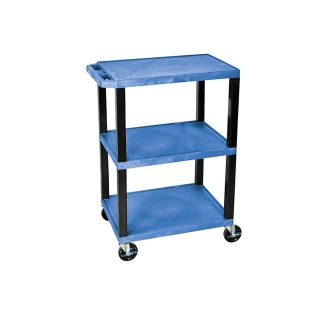 H. Wilson Tuffy 34H Three Shelf Utility Cart   24Wx18D Shelves   Blue   Blue