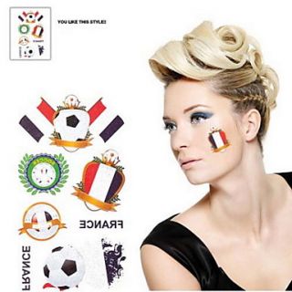 2PCS Football Pattern France World Cup Waterproof Tattoo Body Temporary Glitter Stickers