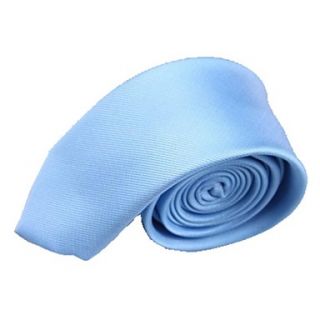Mens Solid Colour Sky Blue Narrow Microfibre Necktie