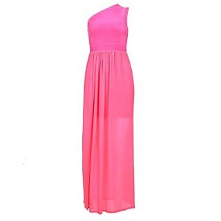 Pink Elegant One Sholder Mesh Bodycon Bandage Dress