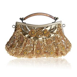 BPRX New WomenS Retro Handmade Traditional Exquisite Beaded Evening Bag (Gold)