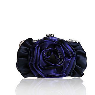 BPRX New WomenS Two Large Flowers Noble Silk Evening Bag (Navy Blue)