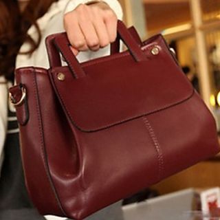 HONGQIU Womens Fashion Leather Tote Bag(Red)