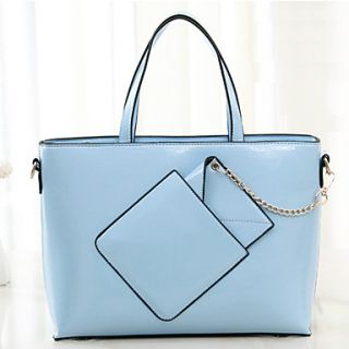 XIUQIU Womens Trendy Leather Tote Bag(Blue)