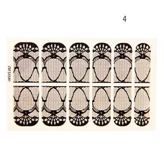 12PCS Phoenix Coronet Shape Black Lace Nail Art Stickers NO.4