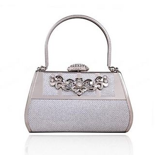 Womens The new European and American silver diamond evening bag dress bag handbag (lining color on random)