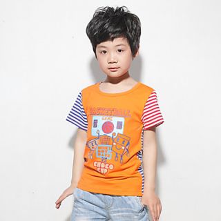 Oudibeila Boys Cotton Splice Short Sleeve T Shirt(Orange)