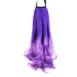 Ribbon Tied Purple Mixed Color Colorful Color Long Curly Synthetic Ponytail Hair Extensions