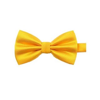 Mens Fashion Solid Colour Yellow Bowtie