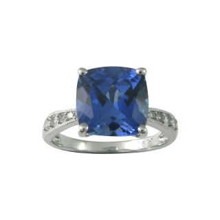 Lab Created Ceylon Blue & White Sapphire Ring, Womens